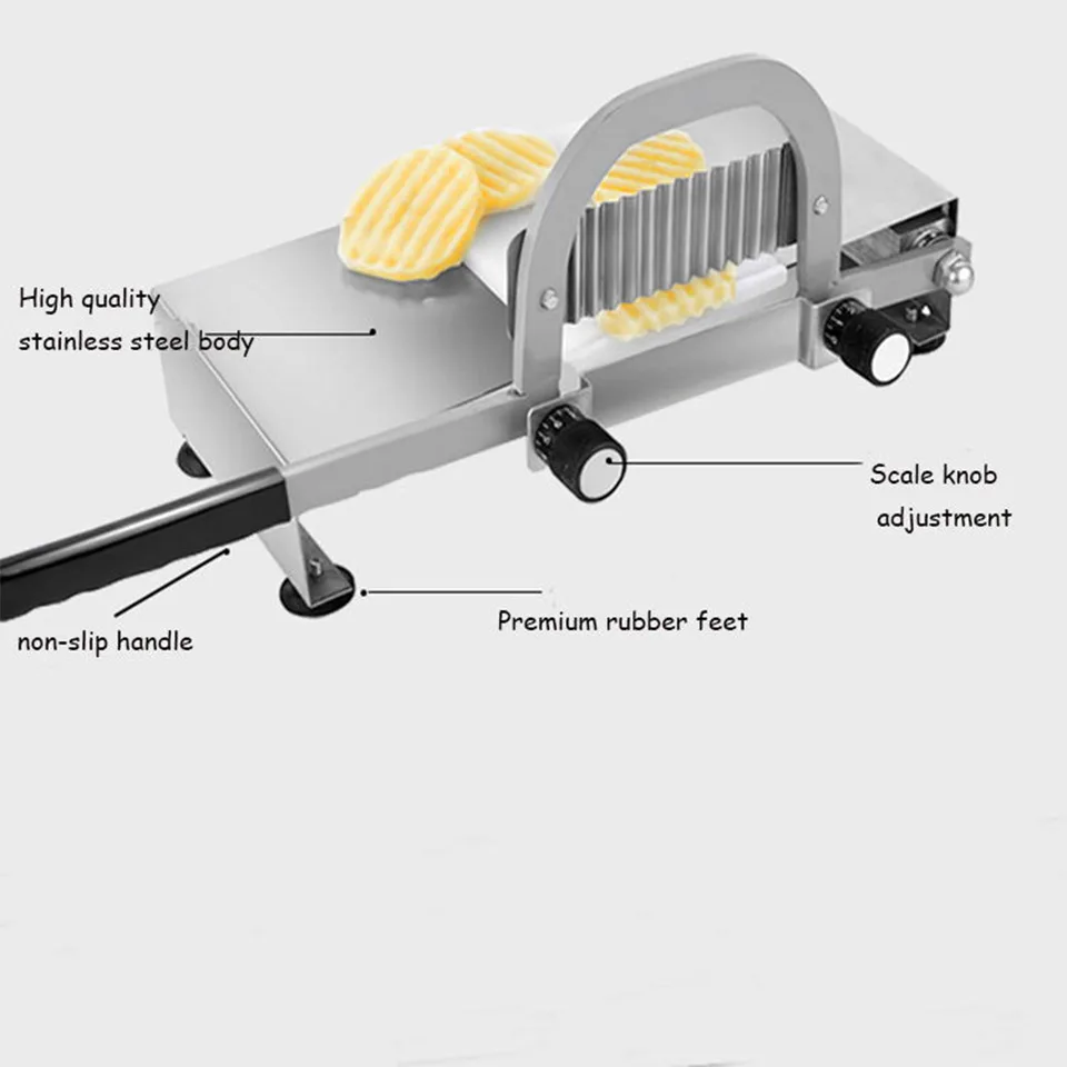 قطاعة بطاطس مموجة يدوية متينة من الستانلس ستيل