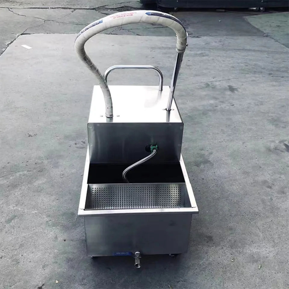 Carrinho Filtrador de Óleo para Fritadeira Design Móvel em Aço Inoxidável 25kg Uso Comercial