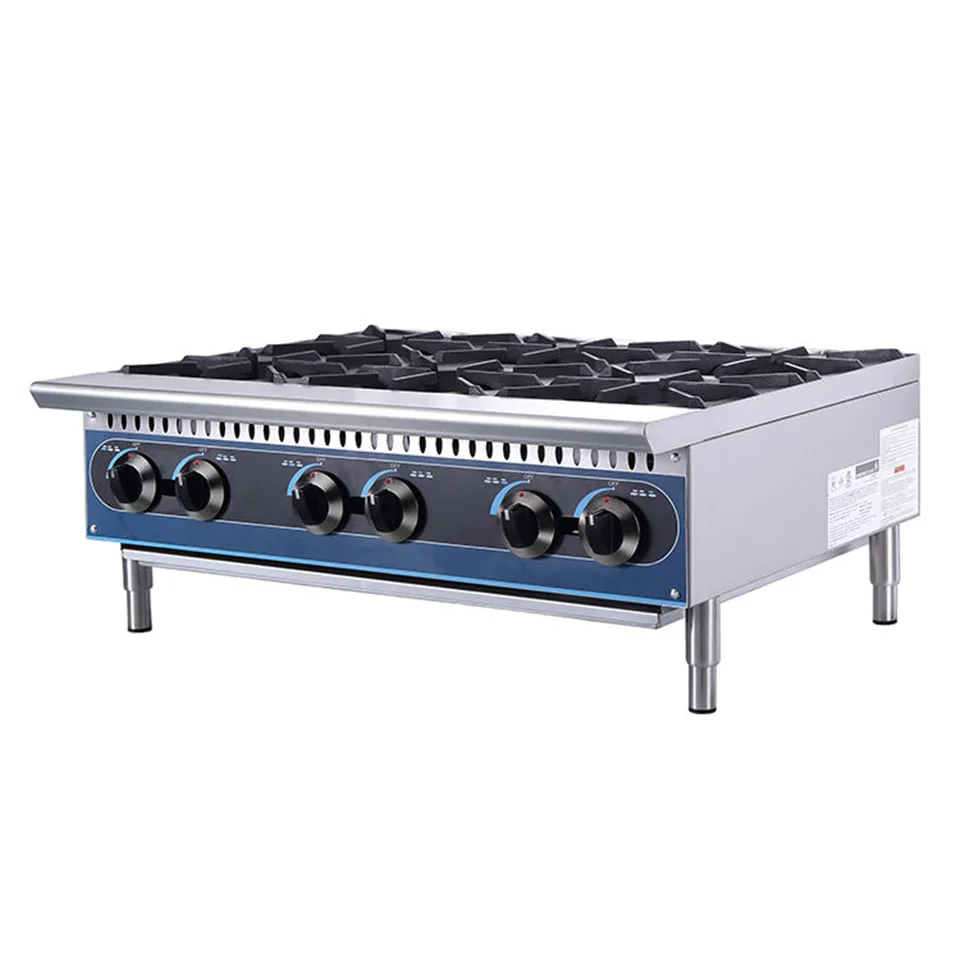 KB-HP36-M Estufa de Gas de 6 Quemadores 44kW de Acero Inoxidable con Encendido Electrónico