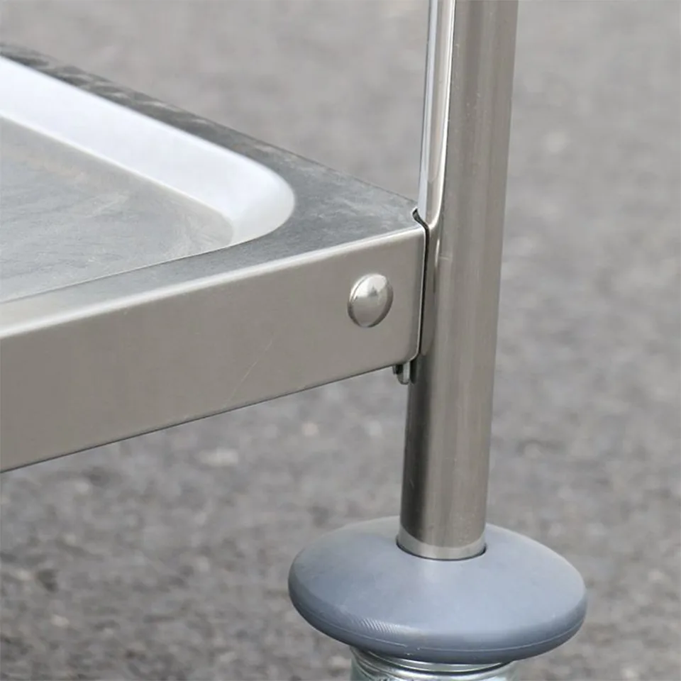 Chariot de transport pour aliments et ustensiles avec 3 étagères en acier inoxydable