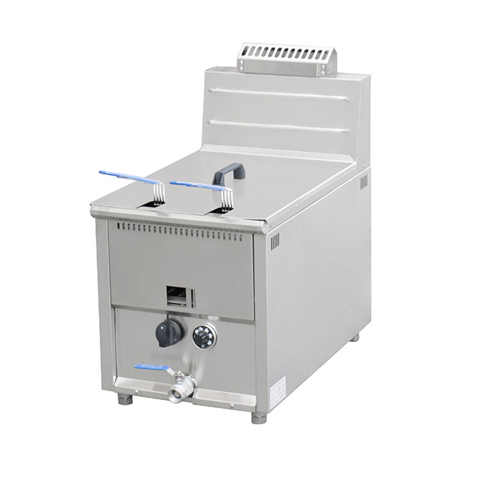 E-RQZ-747 Dual Basket Gas Fryer 15L Commercial Kitchen Equipment