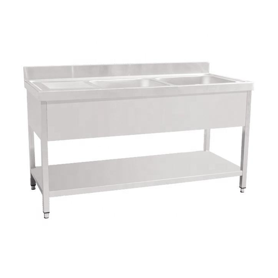 Commercial Stainless Steel Sink ZZDSSZ with Drainboard and Lower Shelf