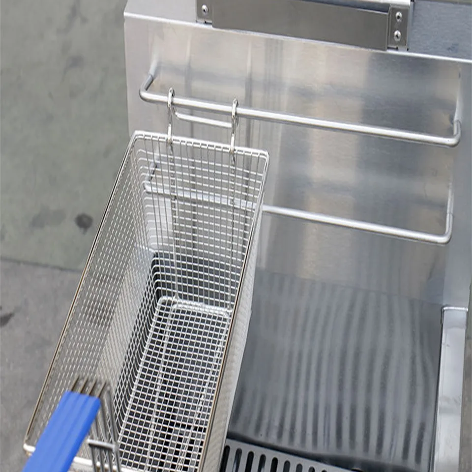 Friteuse à gaz E-RQZ-747 double panier 15L équipement de cuisine professionnelle