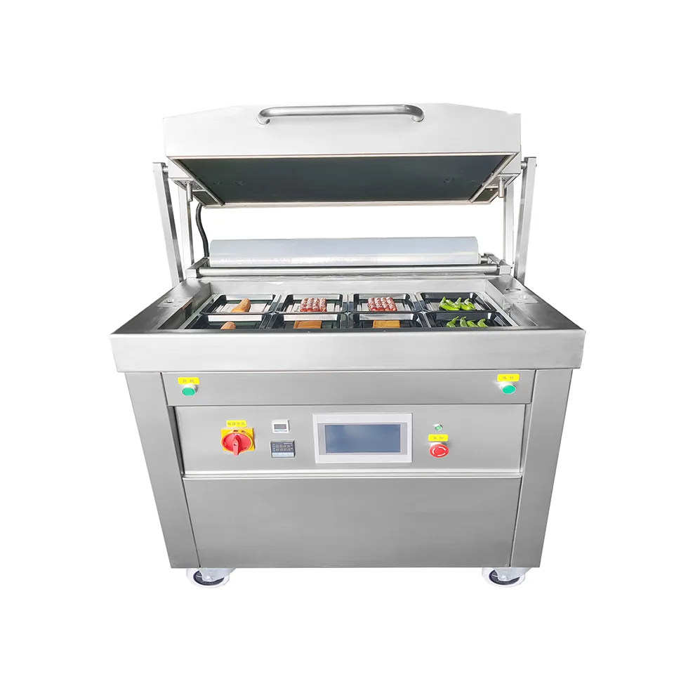 Selladora al vacío de piel de escritorio 350mm Película PLC Pantalla táctil 0-220°C