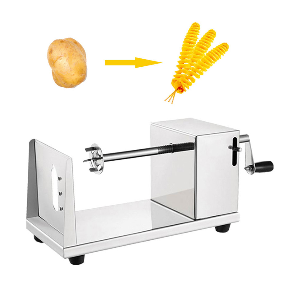 Cortador Manual de Patatas en Espiral de Acero Inoxidable Duradero y Fácil de Limpiar