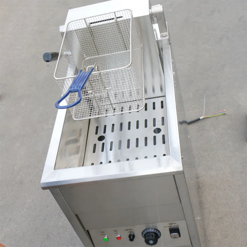 Friteuse électrique E-DZ-12F 4kW sur pied compact avec filtration d'huile pour snacks