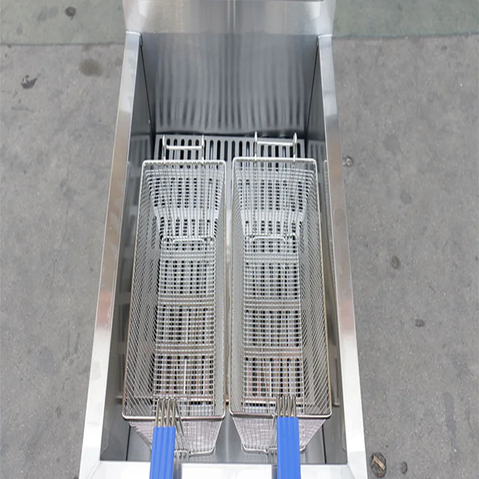 Friteuse à gaz E-RQZ-747 double panier 15L équipement de cuisine professionnelle