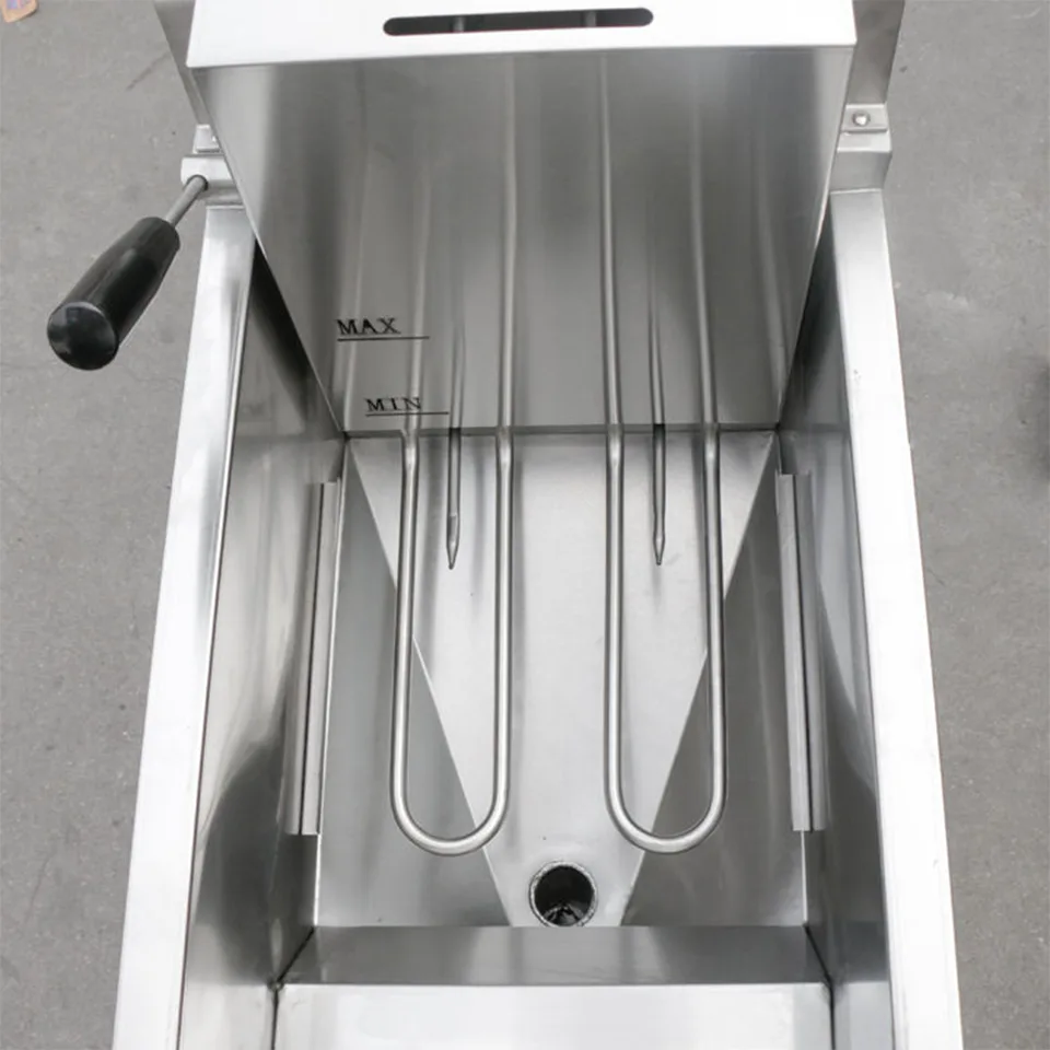 Friteuse électrique E-DZ-12F 4kW sur pied compact avec filtration d'huile pour snacks