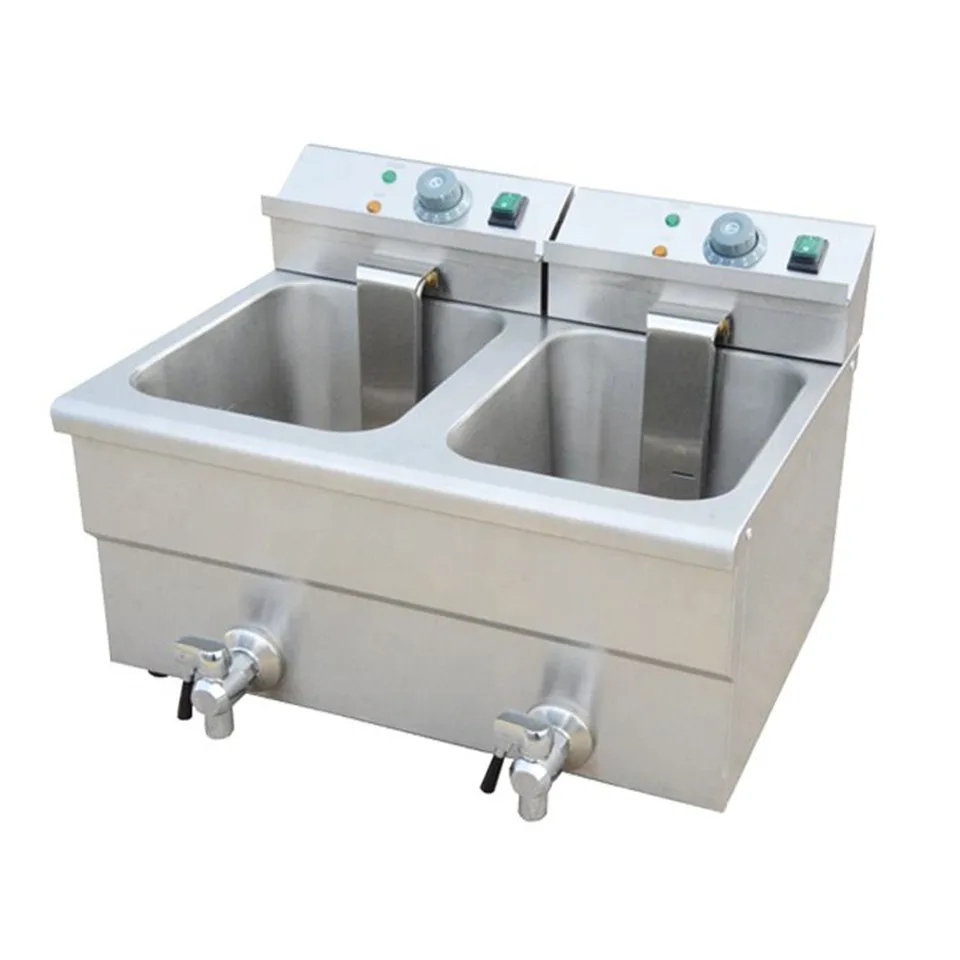 E-DZ-12L-2 Dual Tank Electric Fryer 3.25kW 220-240V Tabletop