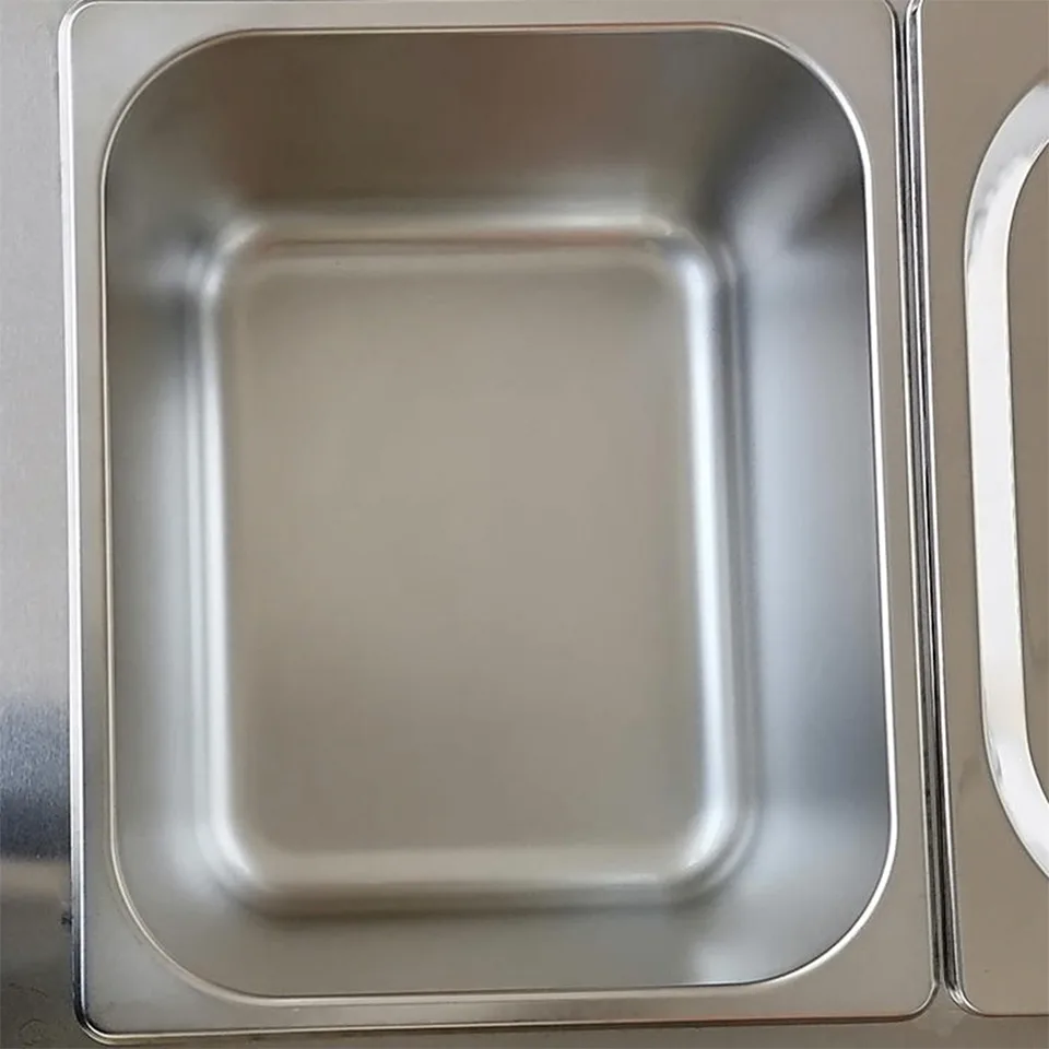 Pemanas Makanan Bain Marie Padat 2 Dulang untuk Kegunaan Bufet dan Katering