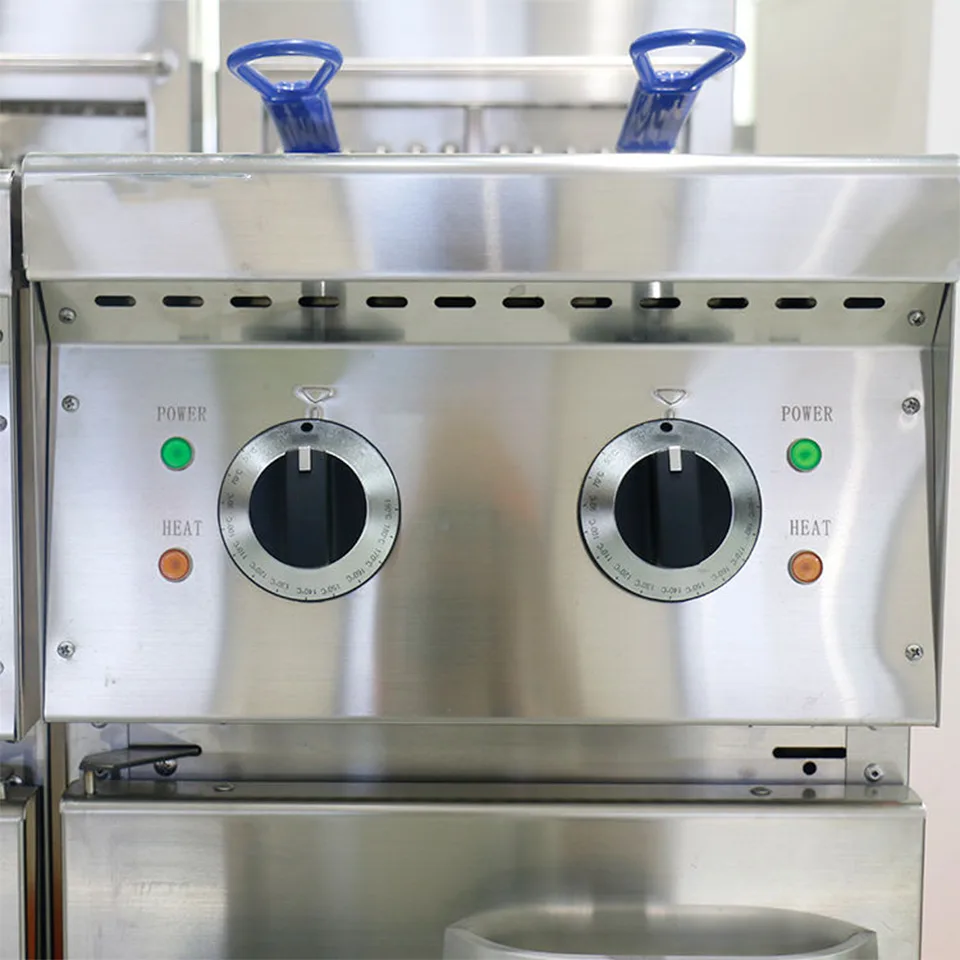 Friteuse électrique 18kW 35-40L à double panier avec thermostat sur pied